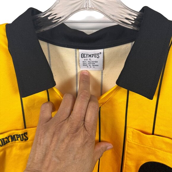 Olympus Size XL Yellow & Black Striped Referee Shirt 80% Polyester 20% Cotton - Picture 5 of 10
